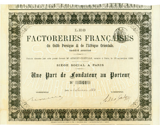 Les Factoreries Françaises du Golfe Persique & de l'Afrique Orientale S. A.