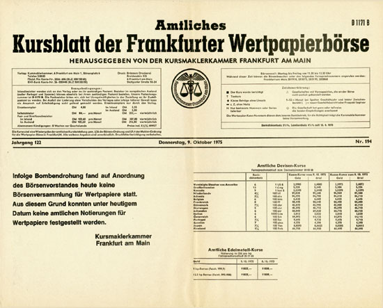 Amtliches Kursblatt der Frankfurter Wertpapierbörse