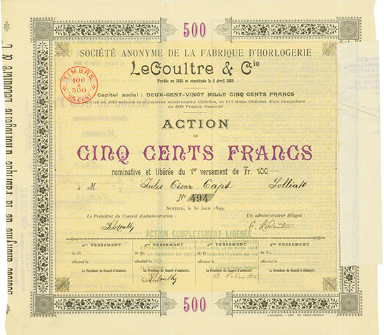 Société Anonyme de la Fabrique d'Horlogerie LeCoultre & Cie.