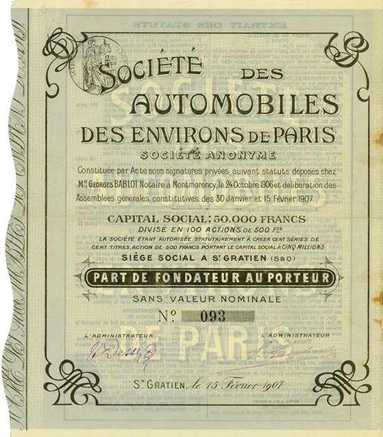 Société des Automobiles des Environs de Paris Société Anonyme