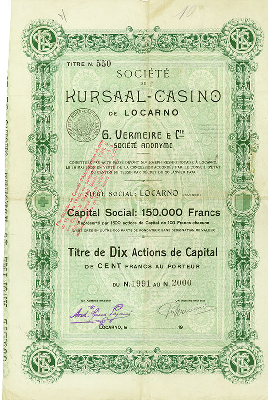 Société du Kursaal-Casino de Locarno G. Vermeire et Cie. Société Anonyme