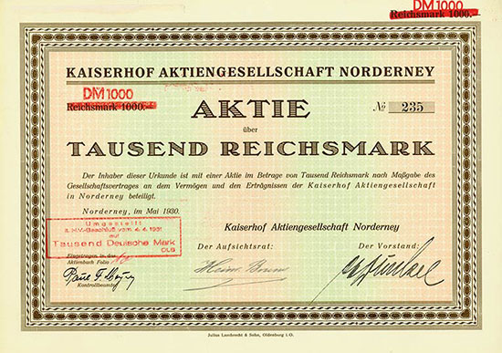 Kaiserhof Aktiengesellschaft Norderney