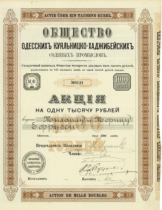 Gesellschaft der Odessaer Kzjalnizko-Chadshibejsk Salzbetriebe