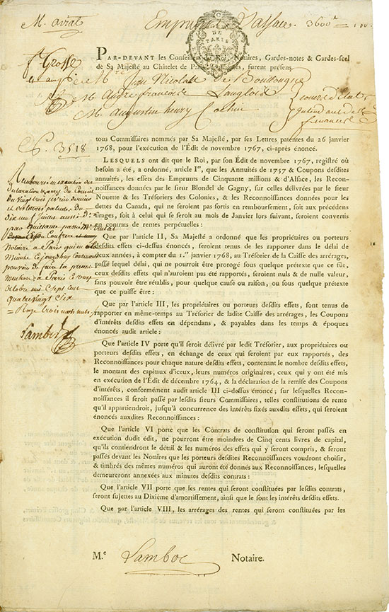 Emprunt d'Alsace - Édit de Novembre 1767