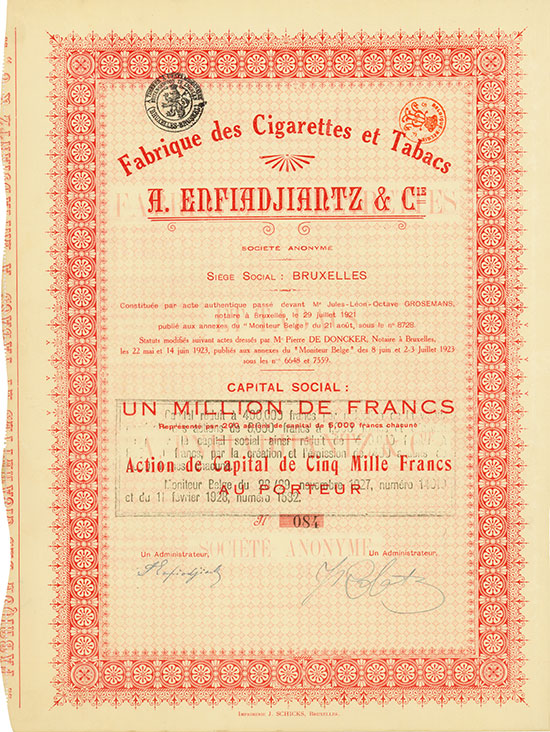 Fabrique des Cigarettes et Tabacs A. Enfiadjiantz & Cie.