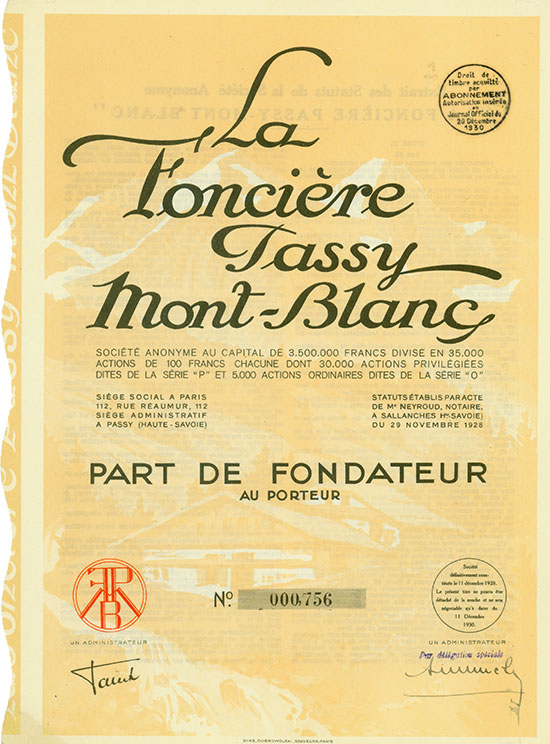 La Foncière Passy Mont-Blanc Société Anonyme