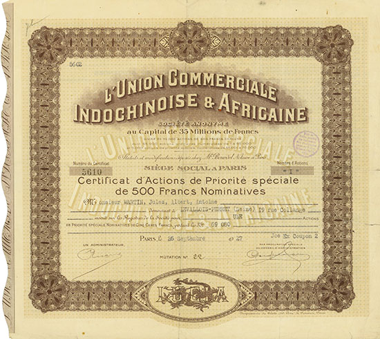 L'Union Commerciale Indochinoise & Africaine Société Anonyme