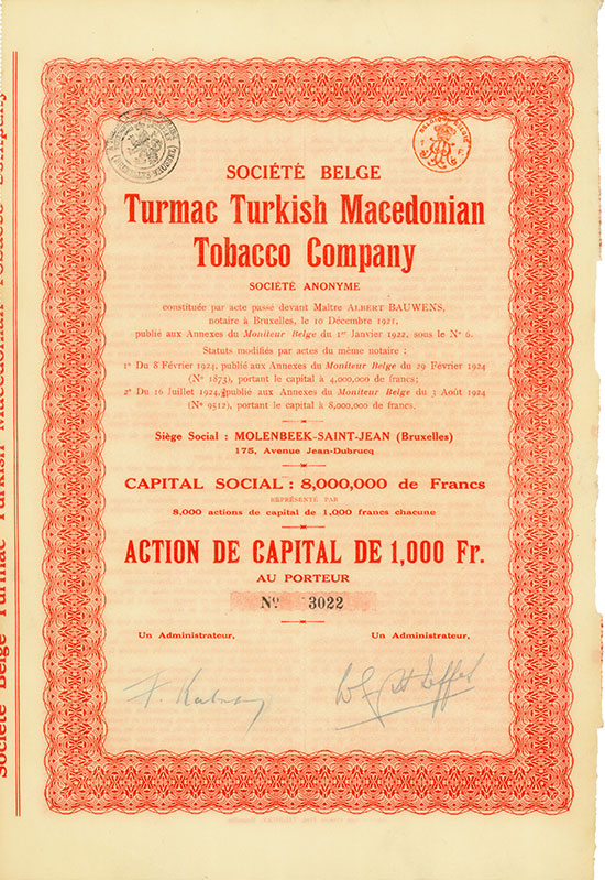 Société Belge Turmac Turkish Macedonian Tobacco Company