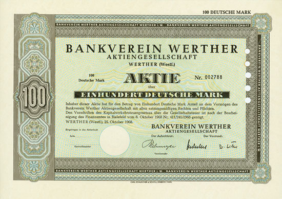 Bankverein Werther AG [2 Stück]