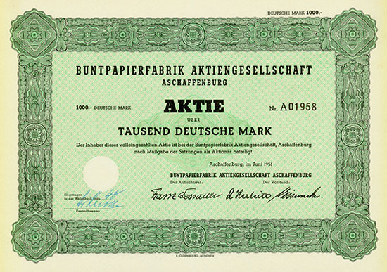 Buntpapierfabrik Aktiengesellschaft Aschaffenburg [2 Stück]