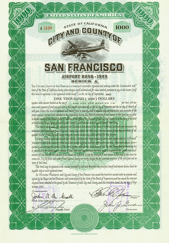 City and County of San Francisco - Airport Bond - 1949