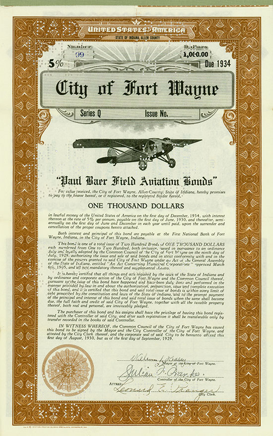 City of Fort Wayne - Paul Baer Field Aviation Bonds