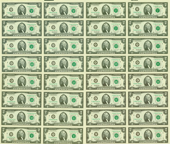 United States of America - Federal Reserve Note - Bogen 32 x 2 US-$