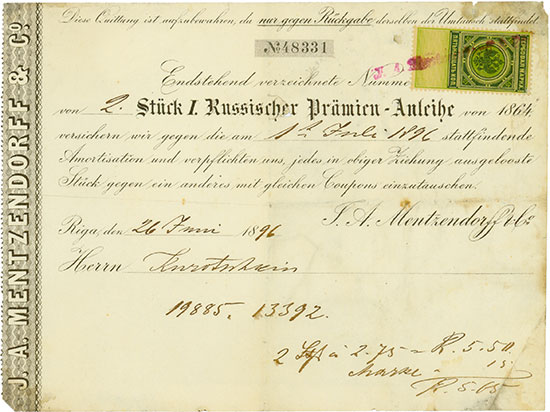 J. A. Mentzendorff & Co. - 1. Russische Prämien-Anleihe von 1864