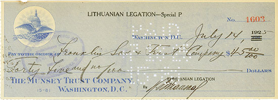 Munsey Trust Company - Lithuanian Legation - Special P