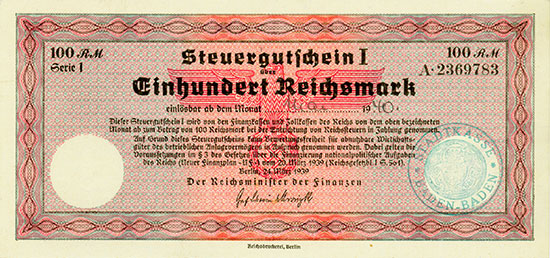 Deutsches Reich: Steuergutschein I - Ro.716+717  [2 Stück]