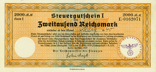 Deutsches Reich: Steuergutschein I - Ro.720
