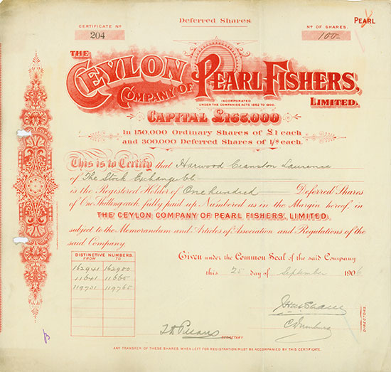 Ceylon Company of Pearl Fishers, Limited