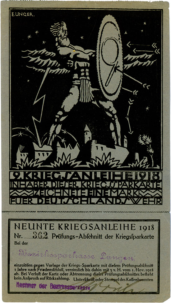 Bezirkssparkasse Langen - 9. Kriegsanleihe 1918
