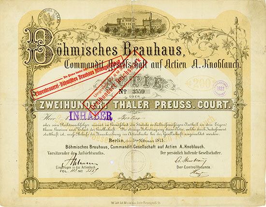Böhmisches Brauhaus Commandit-Gesellschaft auf Actien A. Knoblauch