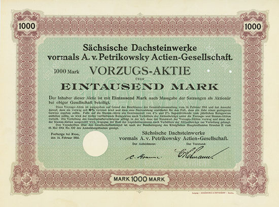 Sächsische Dachsteinwerke vormals A. v. Petrikowsky AG