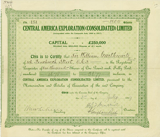 Central America Exploration (Consolidated) Limited