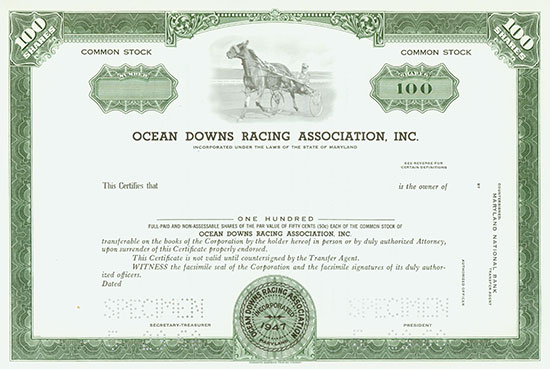 Ocean Downs Racing Association, Inc. 
