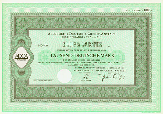 Allgemeine Deutsche Credit-Anstalt [2 Stück]