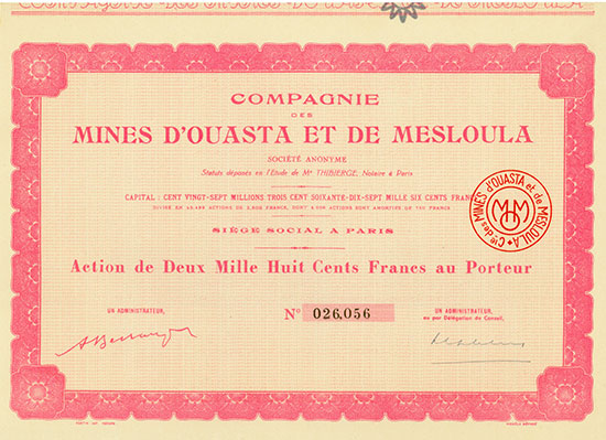 Compagnie des Mines d'Ouasta et de Mesloula [6 Stück]