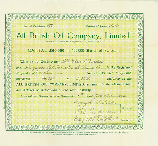 All British Oil Company, Limited