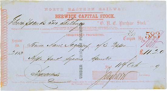 North Eastern Railway - Berwick Capital Stock