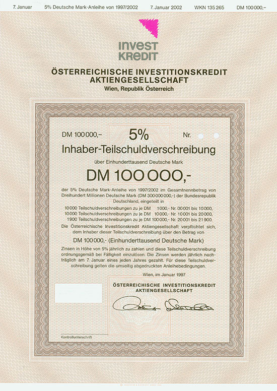 Österreichische Investitionskredit AG [3 Stück]