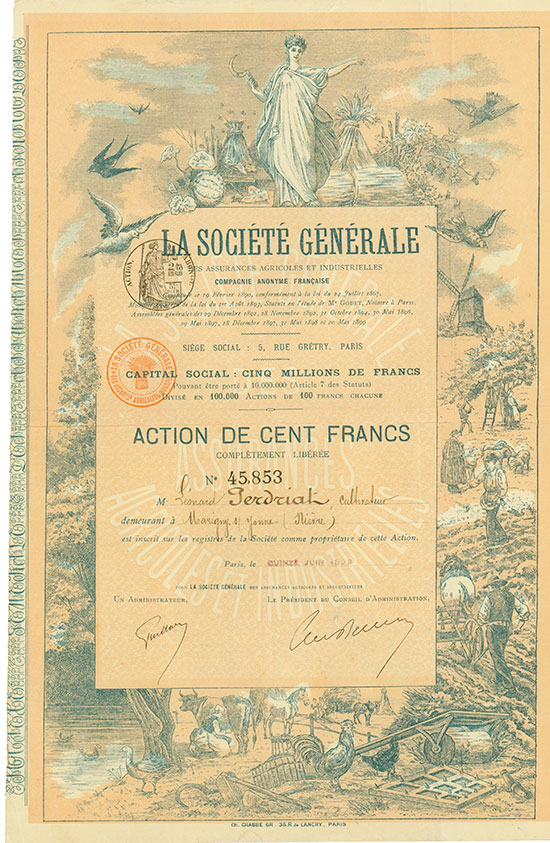 Société Générale des Assurances Agricoles [2 Stück]