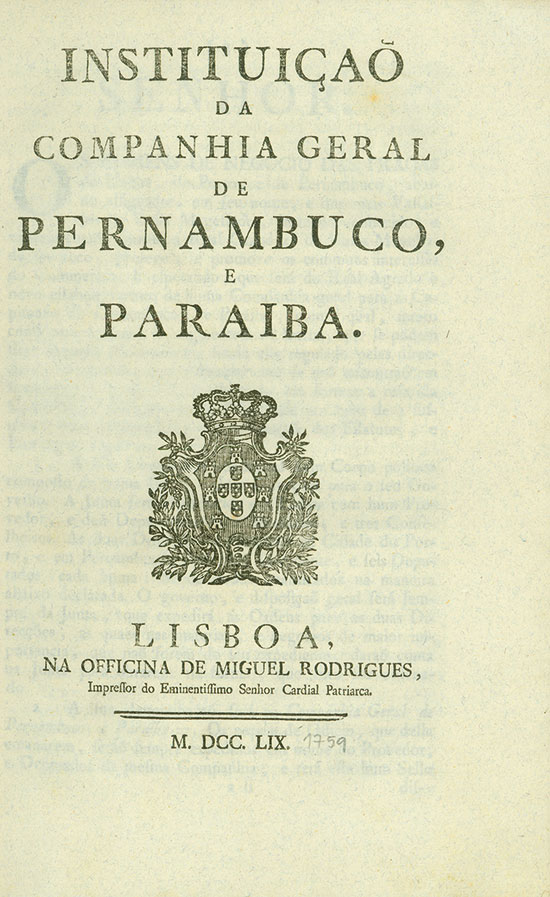 Instituicaõ da Companhia Geral de Pernambuco, e Paraiba