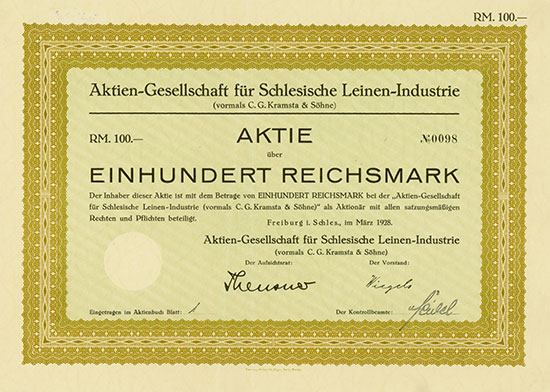 Aktien-Gesellschaft für schlesische Leinen-Industrie (vormals C. G. Kramsta & Söhne)