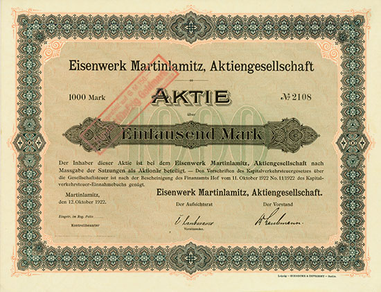 Eisenwerk Martinlamitz, AG