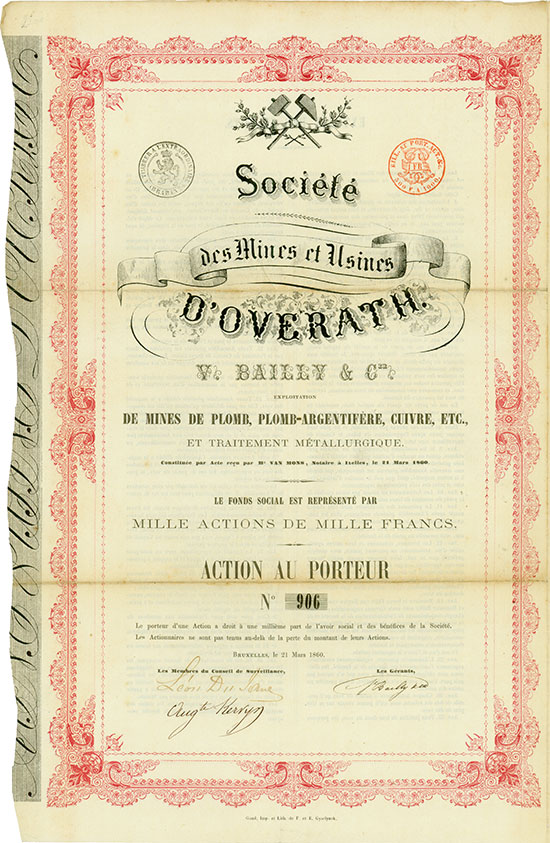 Société des Mines et Usines d'Overath V. Bailly & Cie.