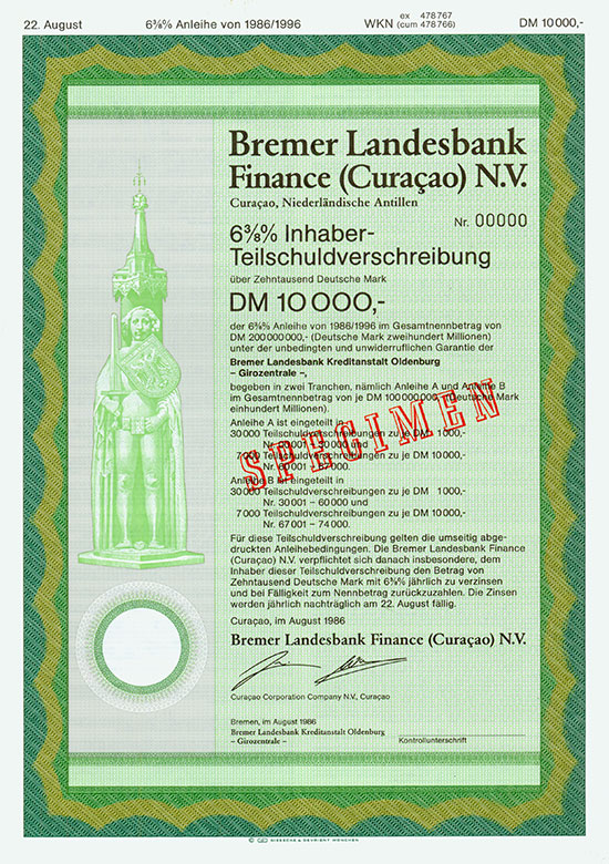 Bremer Landesbank Finance (Curaçao) N.V. [2 Stück]