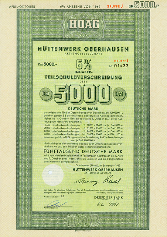 Hüttenwerk Oberhausen AG [2 Stück]