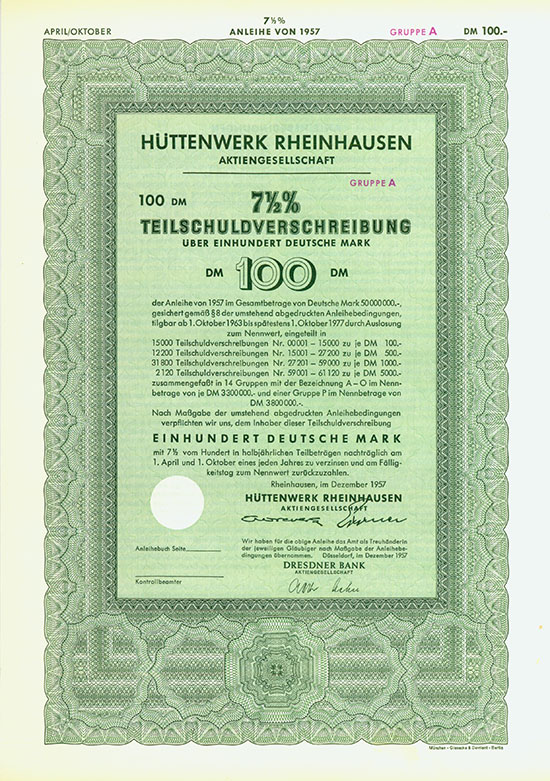 Hüttenwerk Rheinhausen AG [4 Stück]