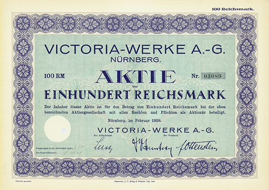 Victoria Werke A.-G. [2 Stück]