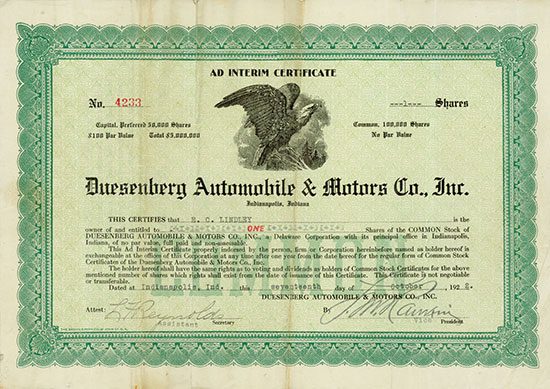 Duesenberg Automobile & Motors Co., Inc.