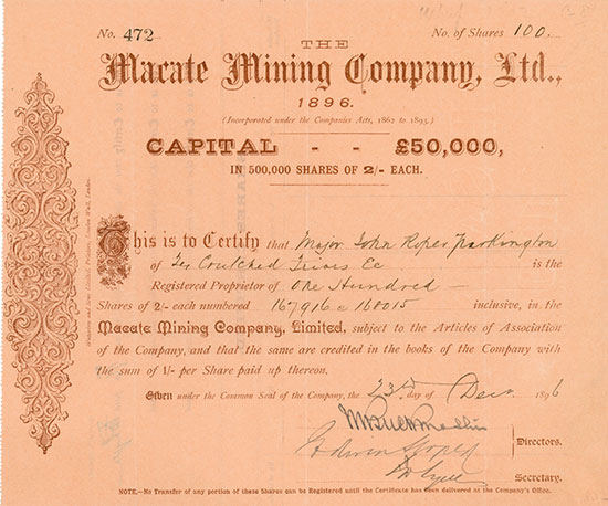 Macate Mining Company, Ltd., 1896