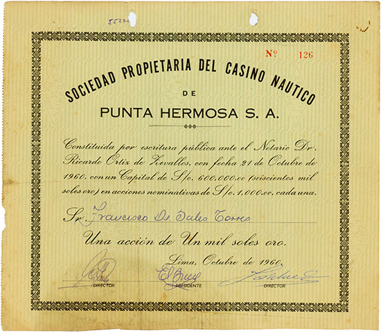 Sociedad Propietaria del Casino Nautico de Punta Hermosa S. A.