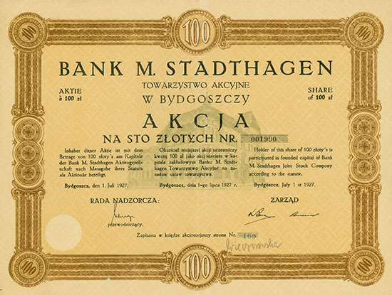 Bank M. Stadthagen