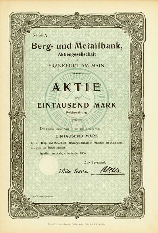 Berg- und Metallbank, AG