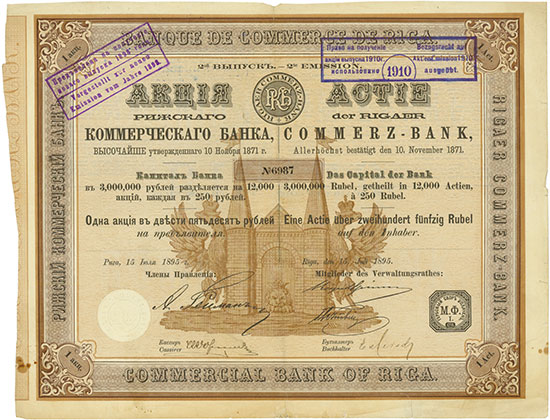 Rigaer Commerz-Bank / Banque de Commerce de Riga / Commercial Bank of Riga