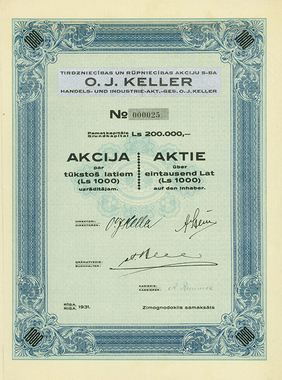 Tirdzniecibas un Rúpniecibas Akciju Sabiedriba O. J. Keller / Handels- und Industrie-AG O. J. Keller