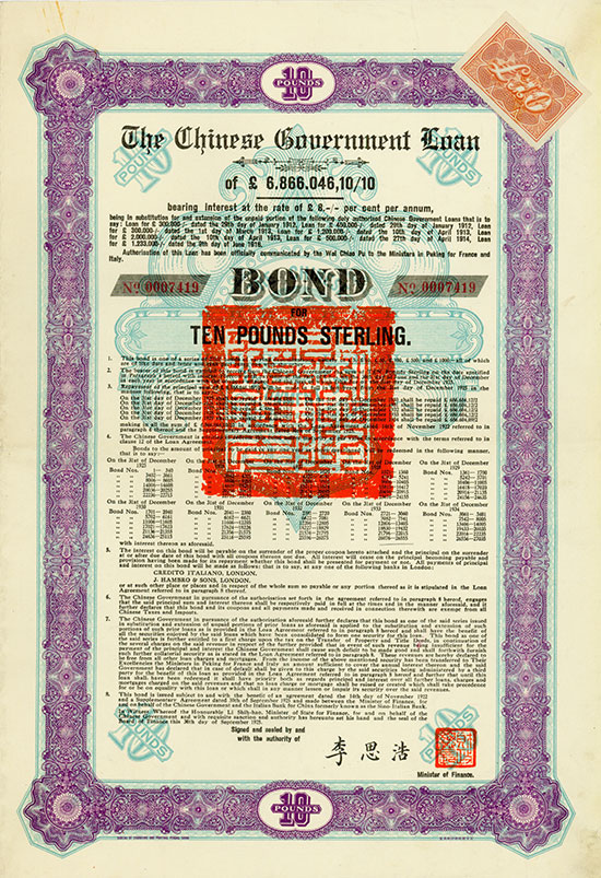 Chinese Government (Skoda Loan II, Kuhlmann 701 I)