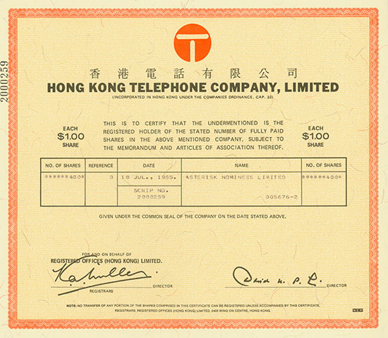 Hong Kong Telephone Company, Limited